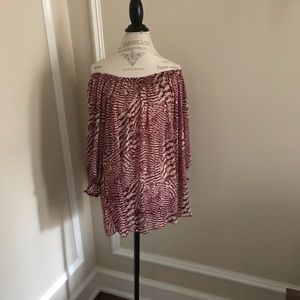 Casting Maroon and Ivory Sonia Chiffon Blouse OS
